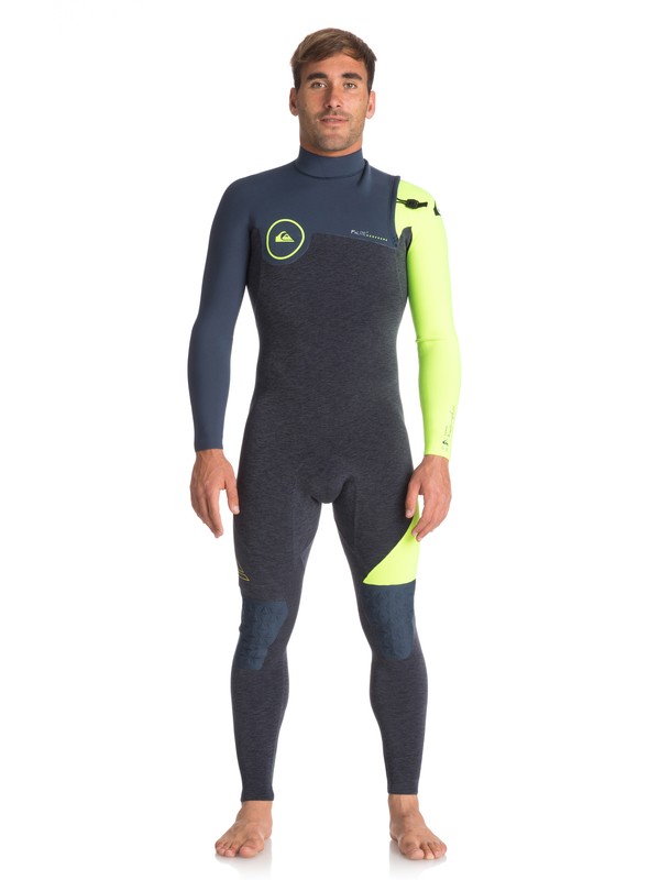 quiksilver, 3/2mm Highline Series - Combinaison sans zip pour Homme, HEATHER SLATE/ SLATE/ SAFETY Y (xkbg) 0 3/2mm Highline Series - Combinaison sans zip pour Homme Noir EQYW103050 Quiksilver