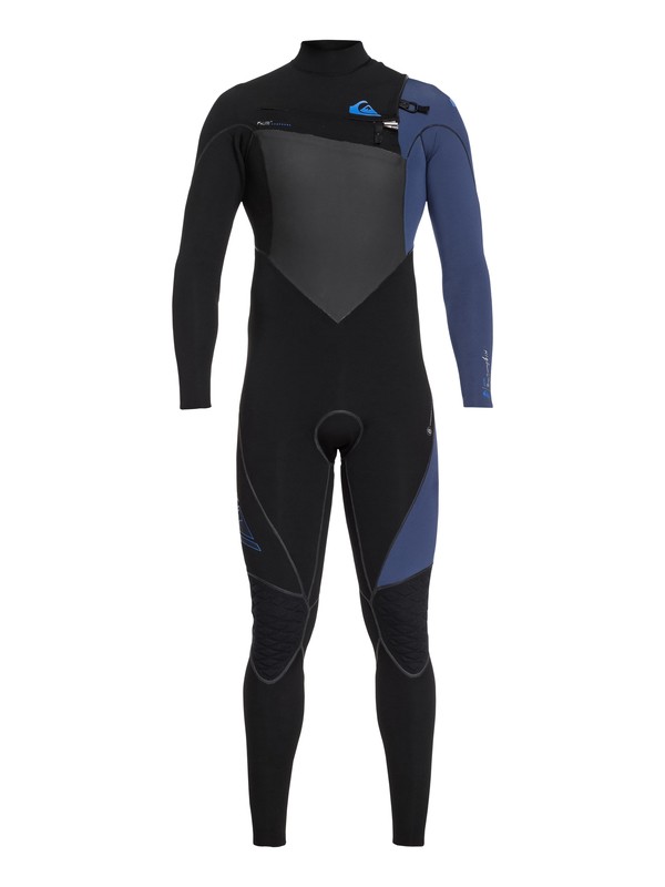 quiksilver, 4/3mm Highline Plus - Combinaison zip poitrine pour Homme, BLACK/IODINE BLUE (xkkb) 0 4/3mm Highline Plus - Combinaison zip poitrine pour Homme Noir EQYW103059 Quiksilver