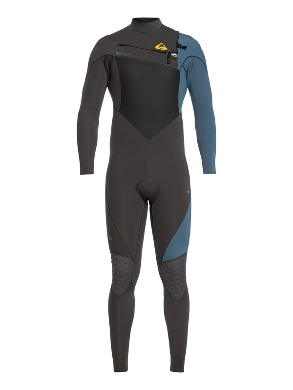 quiksilver, 3/2mm Highline Plus - Chest Zip Wetsuit for Men, JET BLACK/BLUE STEEL (xkbs) 0 3/2mm Highline Plus - Chest Zip Wetsuit for Men Black EQYW103060 Quiksilver