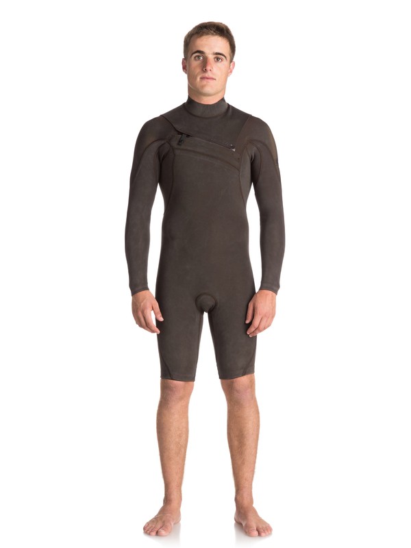 quiksilver, 2/2mm Quiksilver Originals Monochrome - Chest Zip Long Sleeve Springsuit for Men, SEAL BROWN (ktq0) 0 2/2mm Quiksilver Originals Monochrome - Chest Zip Long Sleeve Springsuit for Men Black EQYW403008 Quiksilver