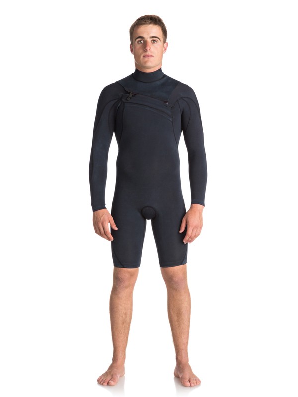 quiksilver, 2/2mm Quiksilver Originals Monochrome - Chest Zip Long Sleeve Springsuit for Men, BLACK (kvj0) 0 2/2mm Quiksilver Originals Monochrome - Chest Zip Long Sleeve Springsuit for Men Black EQYW403008 Quiksilver