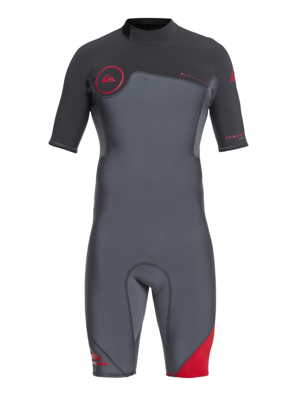 quiksilver, 2/2mm Syncro Series Short Sleeve Back Zip FLT Springsuit, ASH/GRAPHITE (xccb) 0 2/2mm Syncro Series Short Sleeve Back Zip FLT Springsuit Brown EQYW503006 Quiksilver
