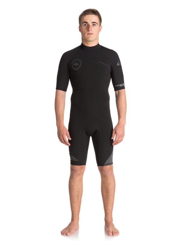 quiksilver, 2/2mm Syncro Series - Short Sleeve Back Zip FLT Springsuit for Men, BLACK/ BLACK/ JET BLACK (xkkk) 0 2/2mm Syncro Series - Short Sleeve Back Zip FLT Springsuit for Men Black EQYW503006 Quiksilver
