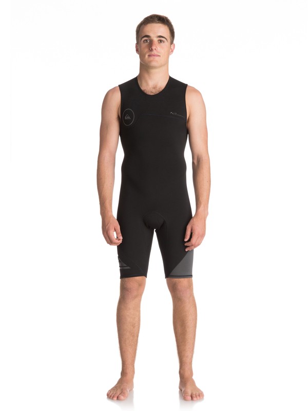 quiksilver, 2mm Syncro Series - Short John Back Zip FLT Springsuit for Men, BLACK/ JET BLACK (xkkk) 0 2mm Syncro Series - Short John Back Zip FLT Springsuit for Men Black EQYW603001 Quiksilver