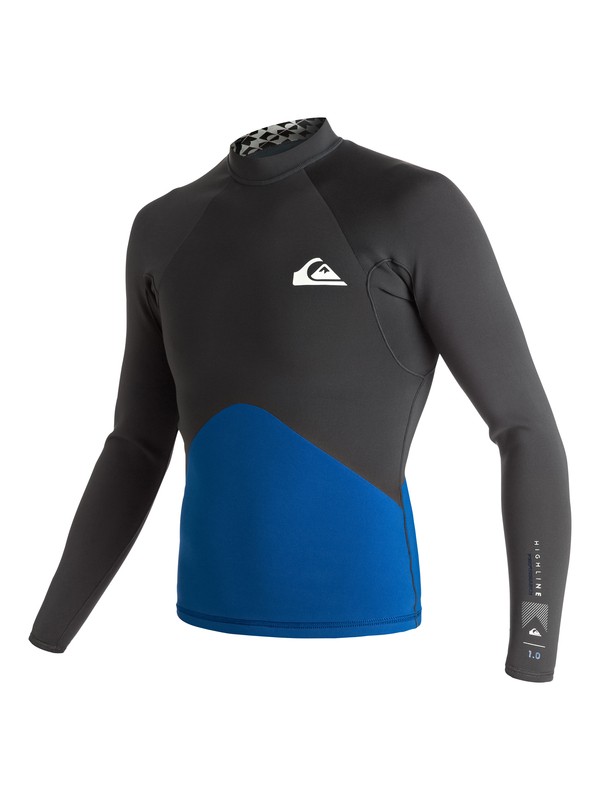 quiksilver, 1mm Highline Performance - Neo Top a maniche lunghe da Uomo, GRAPHITE/ CYAN (xkkb) 0 1mm Highline Performance - Neo Top a maniche lunghe da Uomo Black EQYW803000 Quiksilver