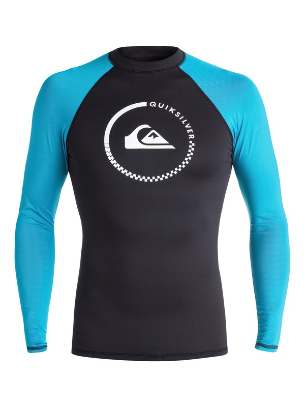 quiksilver, Lock Up - Long Sleeve Rash Vest, BLACK/HAWAIIAN OCEAN (xkkb) 0 Lock Up - Long Sleeve Rash Vest EQYWR03012 Quiksilver