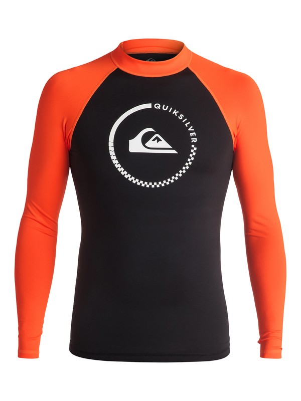 quiksilver, Lock Up Long Sleeve Rashguard, BLACK/SHOCKING ORANGE (xkkn) 0 Lock Up Long Sleeve Rashguard EQYWR03012 Quiksilver