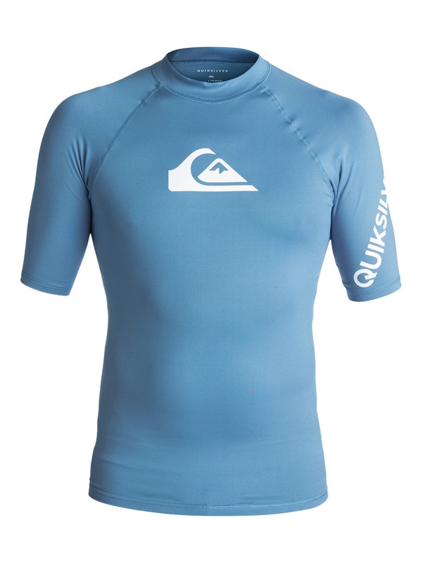 quiksilver, All Time - Rash Vest met Korte Mouwen en UPF 50, CENDRE BLUE (bll0) 0 All Time - Rash Vest met Korte Mouwen en UPF 50 Blue EQYWR03033 Quiksilver