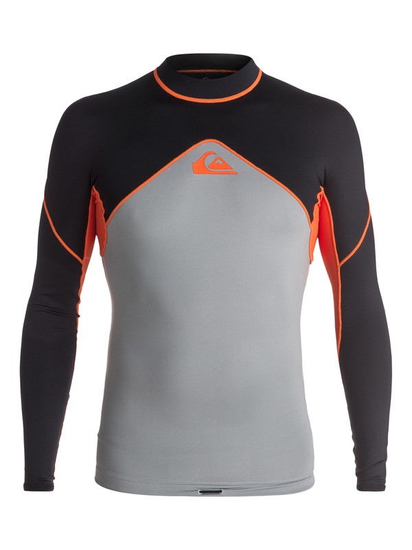 quiksilver, Tropix Long Sleeve Rashguard, BLACK/SHOCKING ORANGE/STEEPLE (xkns) 0 Tropix Long Sleeve Rashguard EQYWR03050 Quiksilver