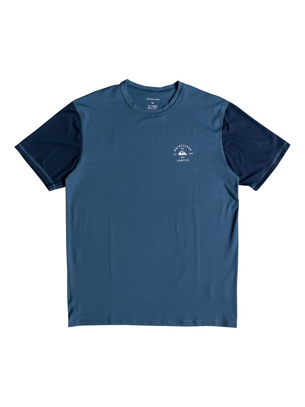 quiksilver, Men's Color Blocked Amphibian Short Sleeve UPF 50 Rash Guard, MEDIEVAL BLUE (bte0) 0 Men's Color Blocked Amphibian Short Sleeve UPF 50 Rash Guard Blue EQYWR03089 Quiksilver