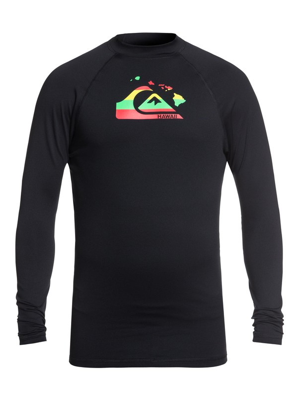 quiksilver, Island Chains Long Sleeve UPF 50 Rash Guard, BLACK (kvj0) 0 Island Chains Long Sleeve UPF 50 Rash Guard Black EQYWR03103 Quiksilver