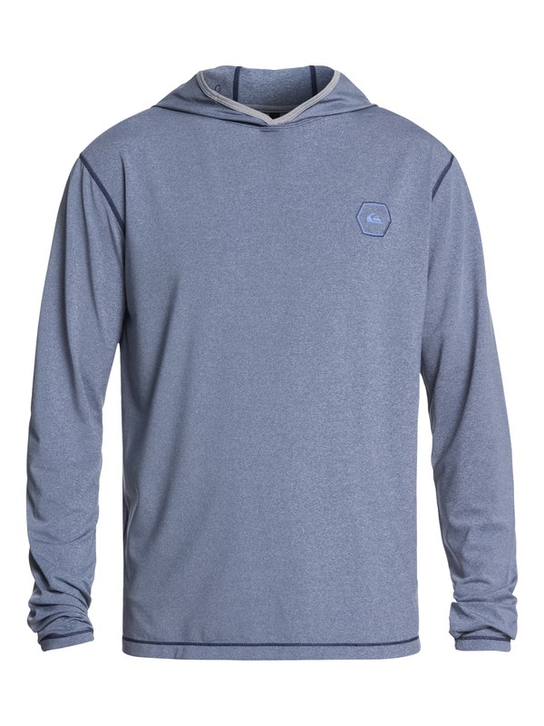 quiksilver, Men's Quiksilver Amphibian UPF 50 Hooded Rash Guard, MEDIEVAL BLUE HEATHER (bteh) 0 Men's Quiksilver Amphibian UPF 50 Hooded Rash Guard Blue EQYWR03107 Quiksilver