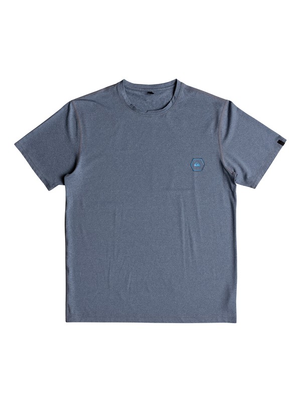 quiksilver, Men's Mountain And Wave Amphibian Short Sleeve UPF 50 Rash Guard, MEDIEVAL BLUE HEATHER (bteh) 0 Men's Mountain And Wave Amphibian Short Sleeve UPF 50 Rash Guard Blue EQYWR03120 Quiksilver