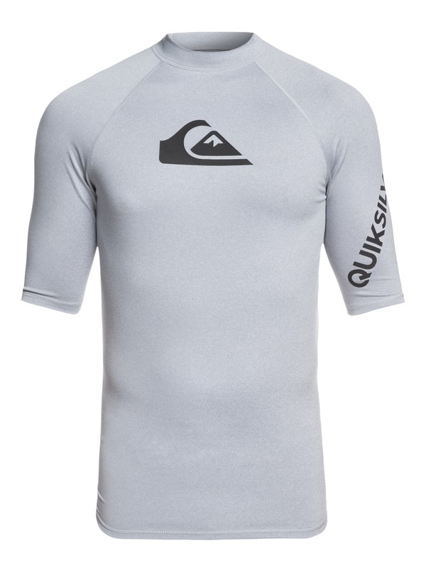 quiksilver, All Time Short Sleeve UPF 50 Rashguard, LIGHT GREY HEATHER (sgrh) 0 All Time Short Sleeve UPF 50 Rashguard Grey EQYWR03136 Quiksilver