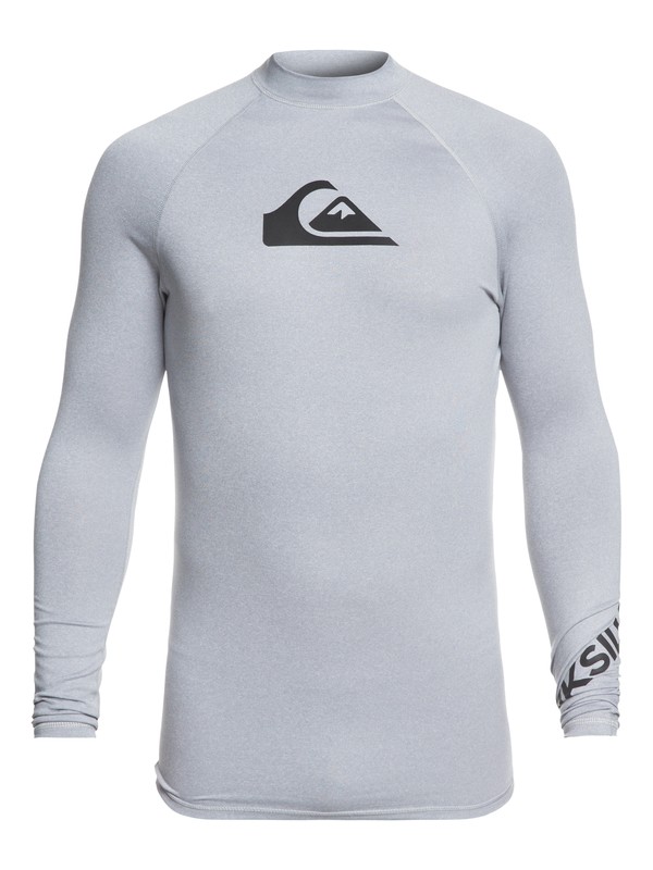quiksilver, All Time Long Sleeve UPF 50 Rashguard, LIGHT GREY HEATHER (sgrh) 0 All Time Long Sleeve UPF 50 Rashguard Grey EQYWR03137 Quiksilver
