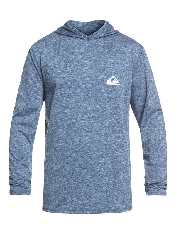quiksilver, Dredge Long Sleeve UPF 50 Hooded Surf Tee, DARK DENIM HEATHER (brqh) 0 Dredge Long Sleeve UPF 50 Hooded Surf Tee Blue EQYWR03167 Quiksilver