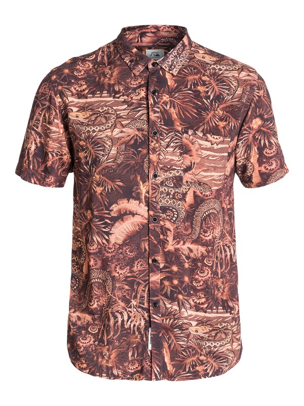 quiksilver, Python Jungle Short Sleeve Slim Fit Shirt, PYTHON JUNGLE CABERNET (rzf0) 0 Python Jungle Short Sleeve Slim Fit Shirt EQYWT03158 Quiksilver