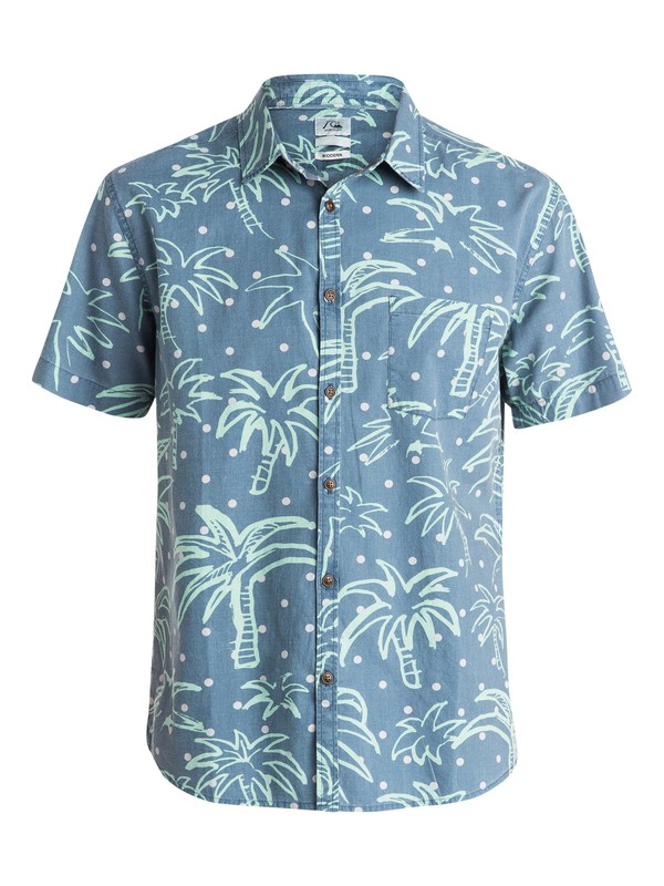 quiksilver, Jungle Vision Short Sleeve Shirt, JUNGLE VISION 100 DARK DENIM (brq6) 0 Jungle Vision Short Sleeve Shirt EQYWT03256 Quiksilver
