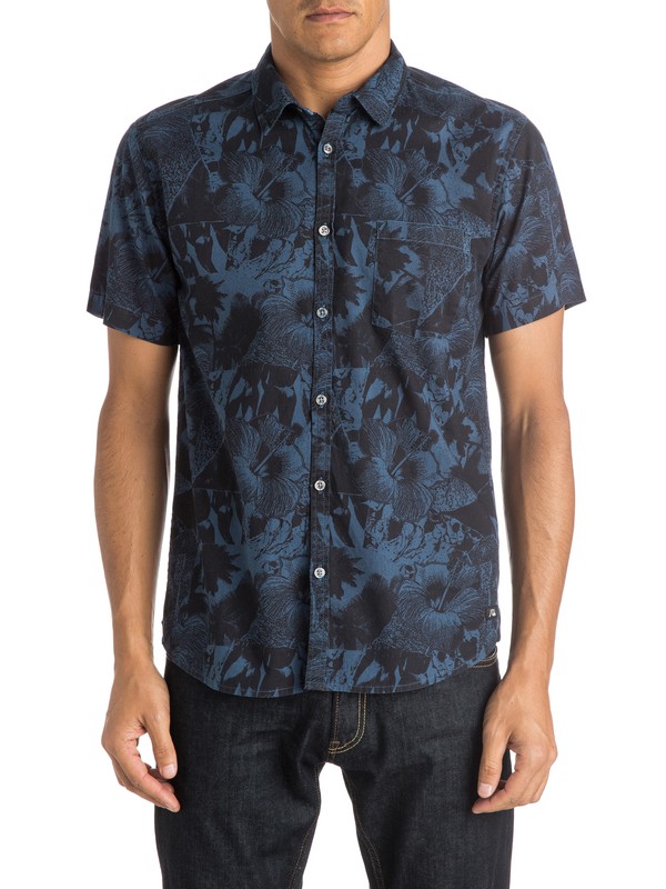 quiksilver, Never Work Shirt - Short Sleeve Shirt, NEVER WORK DENIM (brq6) 0 Never Work Shirt - Short Sleeve Shirt EQYWT03320 Quiksilver