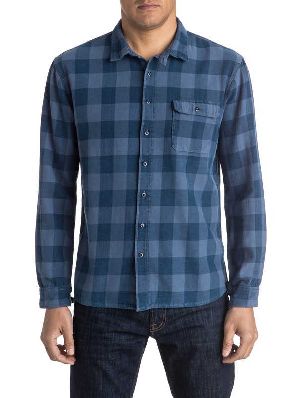 quiksilver, The Indigo Check Long Sleeve Shirt, INDIGO CHECK NIGHTSHADOW (bpt1) 0 The Indigo Check Long Sleeve Shirt EQYWT03348 Quiksilver