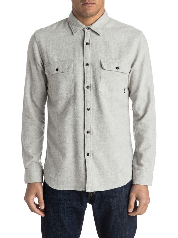 quiksilver, The Captaincy Flannel Long Sleeve Shirt, LIGHT GREY HEATHER (sgrh) 0 The Captaincy Flannel Long Sleeve Shirt EQYWT03362 Quiksilver
