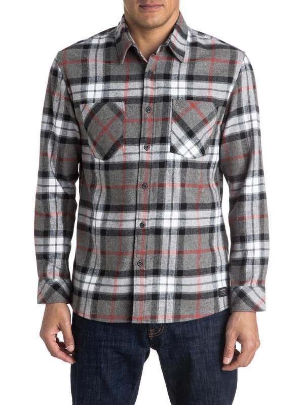 quiksilver, Fitzthrower Flannel Long Sleeve Shirt, FITZTHROWER BLACK (kvj1) 0 Fitzthrower Flannel Long Sleeve Shirt EQYWT03380 Quiksilver