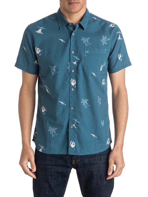 quiksilver, Spinning Island - Short Sleeve Shirt, SPINING ISLAND DARK DENIM (brq6) 0 Spinning Island - Short Sleeve Shirt EQYWT03408 Quiksilver