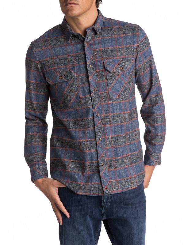 quiksilver, River Back Flannel Long Sleeve Shirt, DK DENIM RIVER BACK (brq1) 0 River Back Flannel Long Sleeve Shirt EQYWT03532 Quiksilver