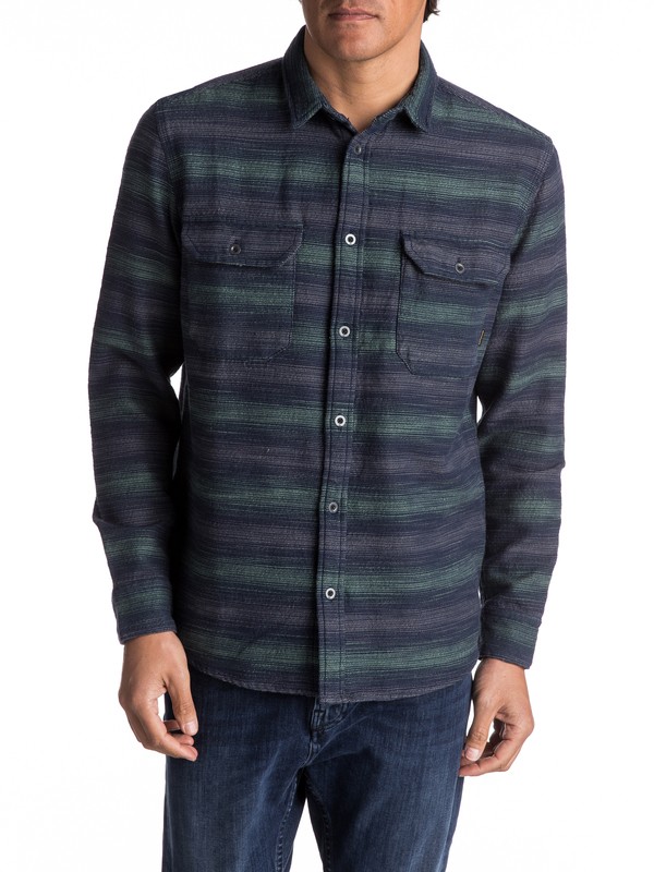 quiksilver, Dusky Town Flannel - Surchemise à manches longues pour Homme, SLATE GRAY DUSKY TOWN (ghr3) 0 Dusky Town Flannel - Surchemise à manches longues pour Homme Vert EQYWT03541 Quiksilver