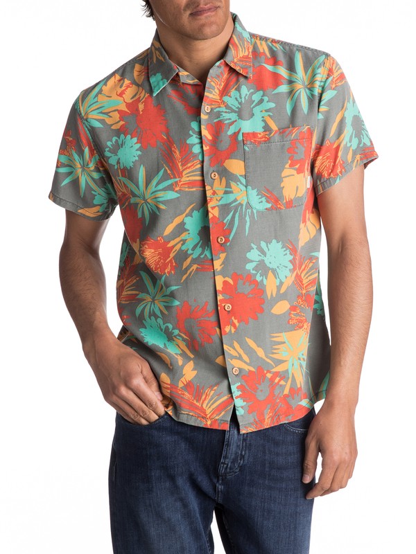 quiksilver, Desert Trip Camp Short Sleeve Shirt, QUIET SHADE DESERT TRIP (kze6) 0 Desert Trip Camp Short Sleeve Shirt Black EQYWT03564 Quiksilver