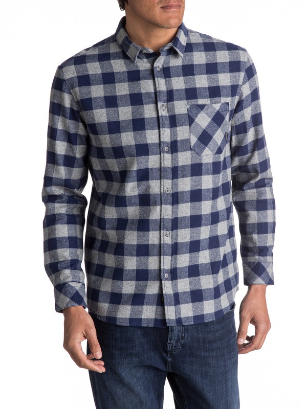 quiksilver, Motherfly Flannel Long Sleeve Shirt, MEDIEVAL BLUE MOTHERFLY (bte1) 0 Motherfly Flannel Long Sleeve Shirt EQYWT03573 Quiksilver