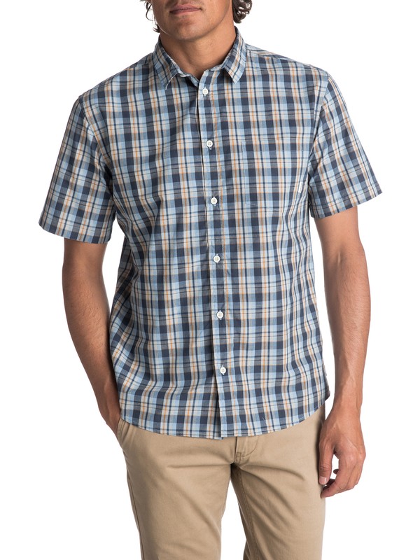 quiksilver, Men's Tidal Brinx Short Sleeve Shirt, DARK DENIM BRINX (brq1) 0 Men's Tidal Brinx Short Sleeve Shirt Blue EQYWT03604 Quiksilver