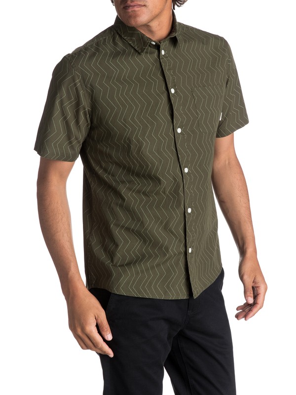 quiksilver, Men's Variable Short Sleeve Shirt, OLIVINE VARIABLE (gnr6) 0 Men's Variable Short Sleeve Shirt Green EQYWT03609 Quiksilver