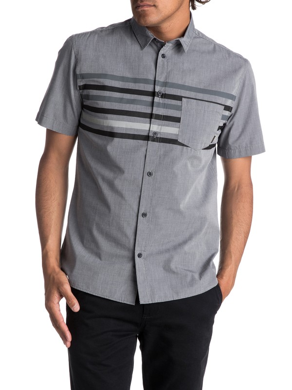 quiksilver, Popline - Short Sleeve Shirt, IRON GATE POPLINE (kzm3) 0 Popline - Short Sleeve Shirt Black EQYWT03621 Quiksilver