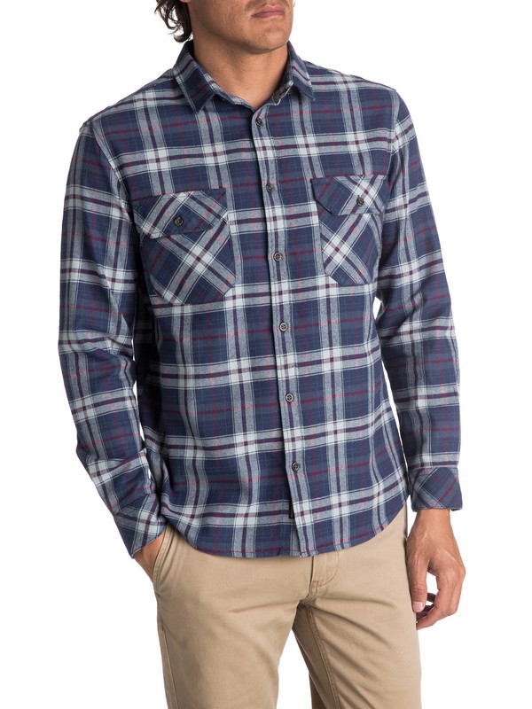 quiksilver, Men's Fitzspeere Long Sleeve Shirt, ESTATE BLUE SHD LUMBER (bsw1) 0 Men's Fitzspeere Long Sleeve Shirt Blue EQYWT03624 Quiksilver