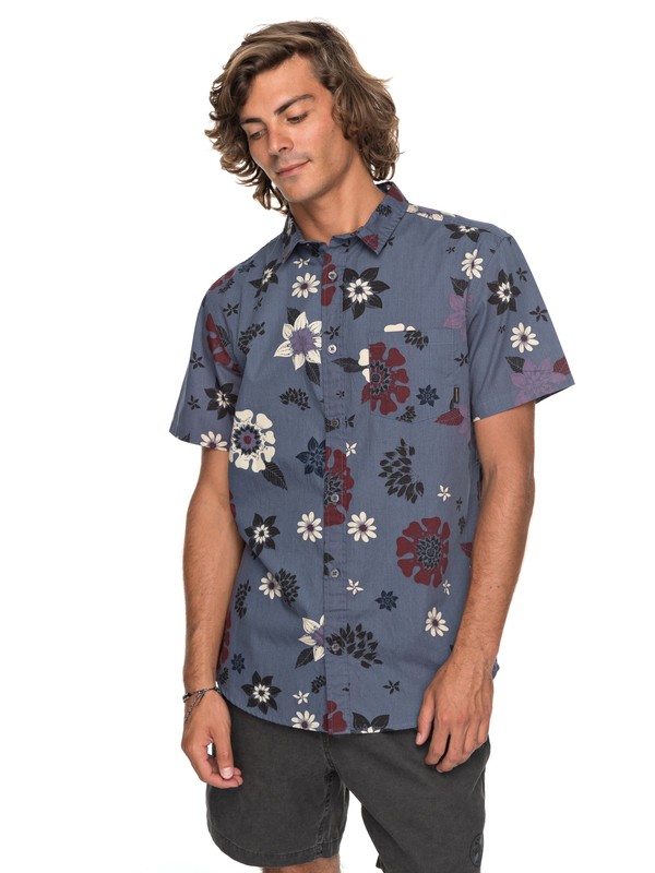 quiksilver, Sunset Floral - Overhemd met Korte Mouwen, VINTAGE INDIGO SUNSET FLORAL S (byl6) 0 Sunset Floral - Overhemd met Korte Mouwen Blue EQYWT03634 Quiksilver
