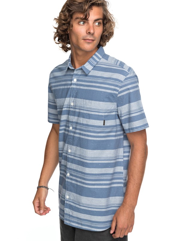 quiksilver, Good Wall Short Sleeve Shirt, VINTAGE INDIGO GOODWALL STRIPE (byl3) 0 Good Wall Short Sleeve Shirt Blue EQYWT03645 Quiksilver