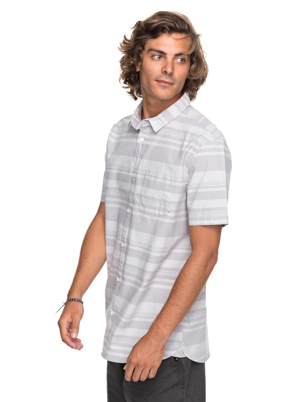 quiksilver, Good Wall Short Sleeve Shirt, SILVER SCONCE GOODWALL STRIPE (szm3) 0 Good Wall Short Sleeve Shirt Grey EQYWT03645 Quiksilver