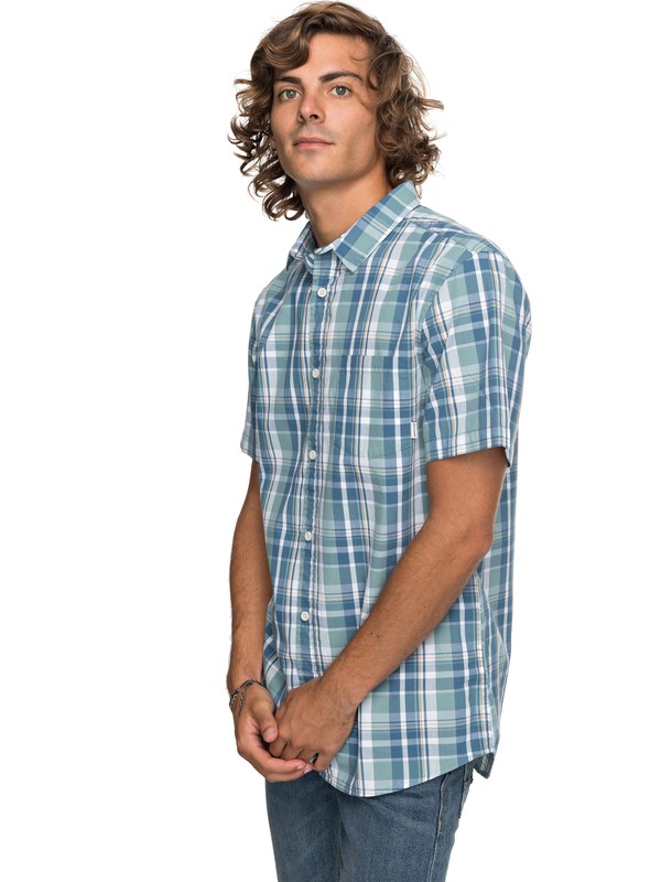 quiksilver, Everyday Check Short Sleeve Shirt, TRELLIS EVERYDAY CHECK (bkw1) 0 Everyday Check Short Sleeve Shirt Blue EQYWT03658 Quiksilver