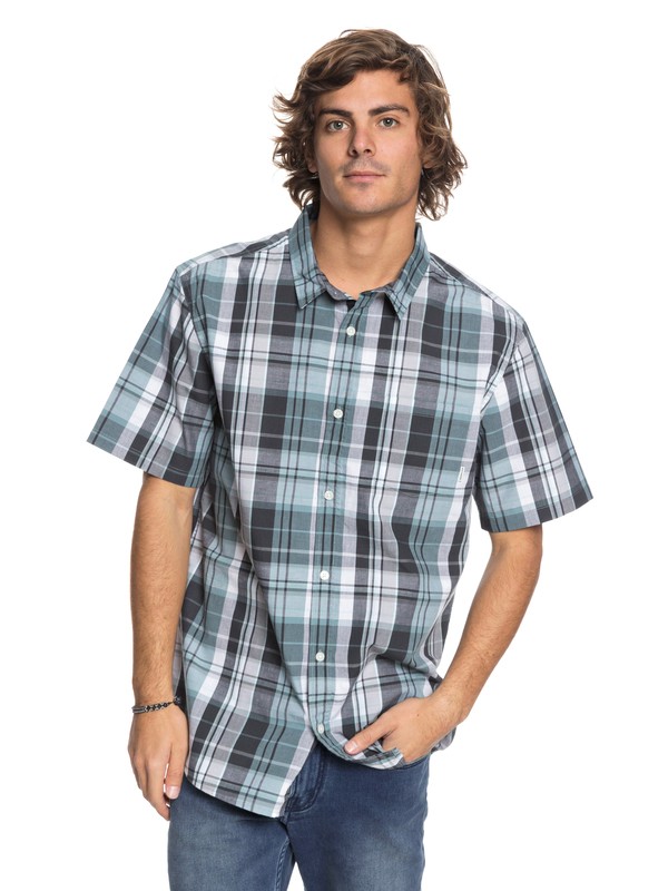 quiksilver, Sun Rythm II - Short Sleeve Shirt, TRELLIS NEW BLEND 1 (bkw1) 0 Sun Rythm II - Short Sleeve Shirt Blue EQYWT03675 Quiksilver