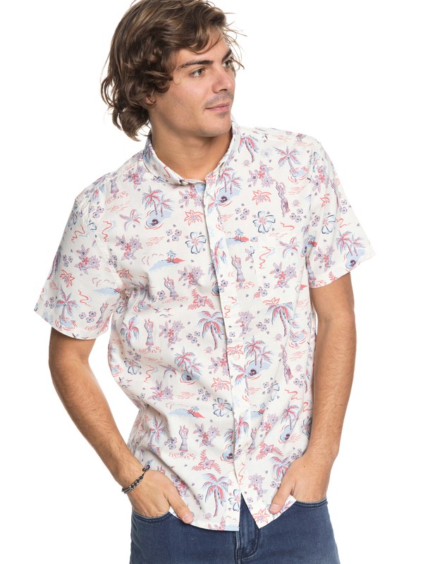 quiksilver, Black Hula Short Sleeve Shirt, BIRCH 1 BLACK HULA (wdw7) 0 Black Hula Short Sleeve Shirt White EQYWT03683 Quiksilver
