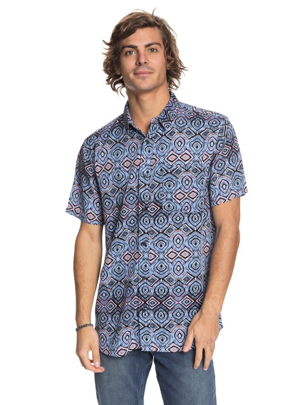 quiksilver, Fata Morgana Short Sleeve Shirt, SILVER LAKE BLUE FATA MORGANA (bjq6) 0 Fata Morgana Short Sleeve Shirt Blue EQYWT03688 Quiksilver