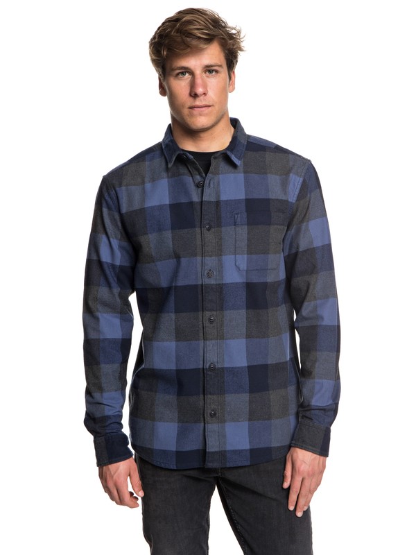quiksilver, Stretch Flannel Long Sleeve Shirt, STRETCH FLANNEL NAVY BLAZER (byj1) 0 Stretch Flannel Long Sleeve Shirt Blue EQYWT03693 Quiksilver