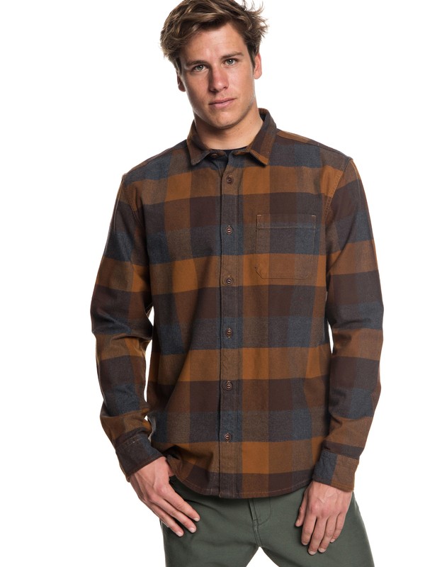 quiksilver, Stretch Flannel Long Sleeve Shirt, STRETCH FLANNEL RUBBER (cpp1) 0 Stretch Flannel Long Sleeve Shirt Brown EQYWT03693 Quiksilver