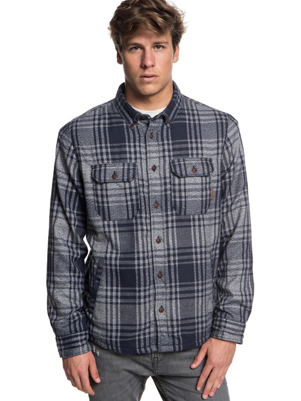 0 The Waffle - Long Sleeve Over Shirt for Men Blue EQYWT03694 Quiksilver