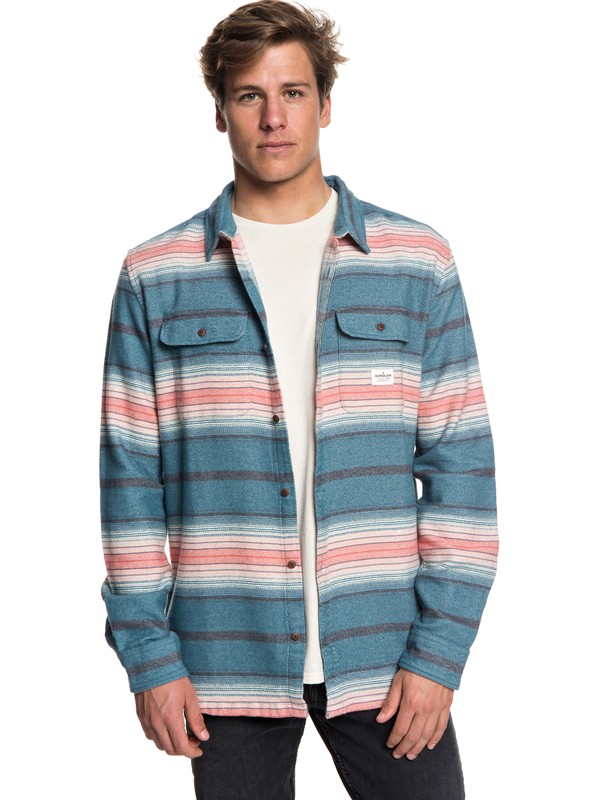 quiksilver, Kanagawa Long Sleeve Shirt, TAPESTRY HEAVY FLANNEL STRIPE (bph3) 0 Kanagawa Long Sleeve Shirt Blue EQYWT03701 Quiksilver