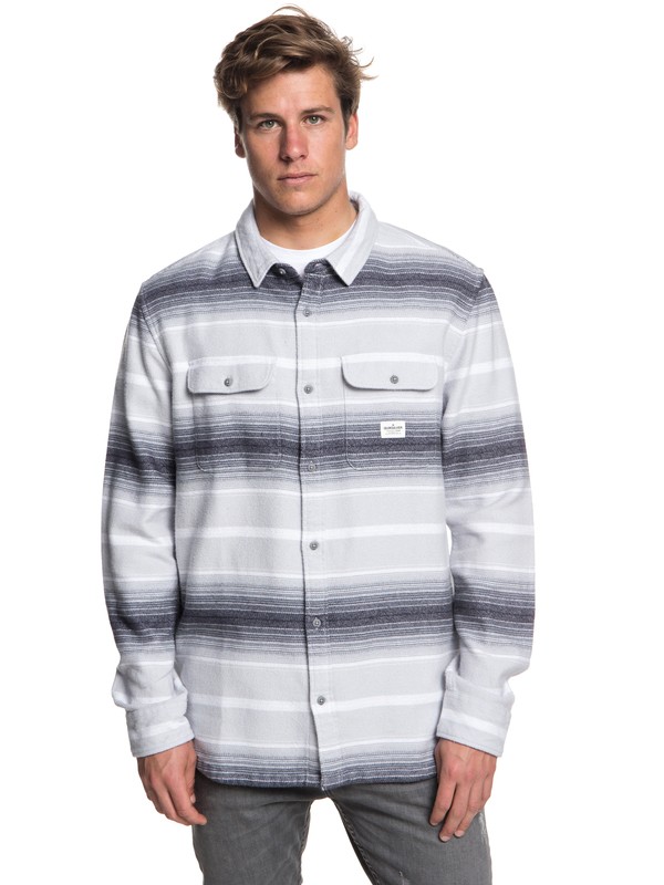 quiksilver, Kanagawa Long Sleeve Shirt, MICRO CHIP HEAVY FLANNEL STRIP (szh3) 0 Kanagawa Long Sleeve Shirt Grey EQYWT03701 Quiksilver