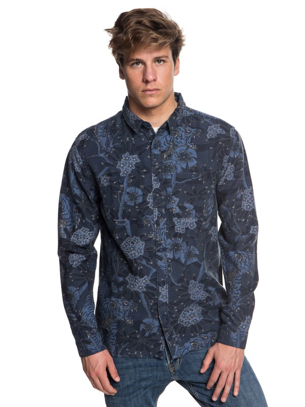 0 Silent Fury - Long Sleeve Shirt for Men Blue EQYWT03711 Quiksilver