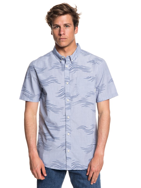 quiksilver, Men's Valley Groove Short Sleeve Shirt, BIJOU BLUE VALLEY GROVE (bng6) 0 Men's Valley Groove Short Sleeve Shirt Blue EQYWT03714 Quiksilver