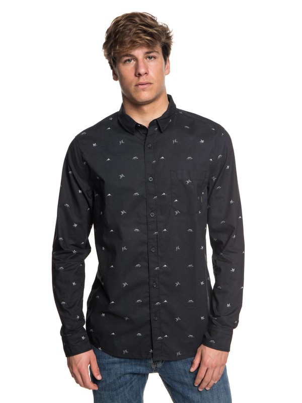quiksilver, Fuji Mini Motif Long Sleeve Shirt, TARMAC FUJI MINI MO (kta6) 0 Fuji Mini Motif Long Sleeve Shirt Black EQYWT03716 Quiksilver